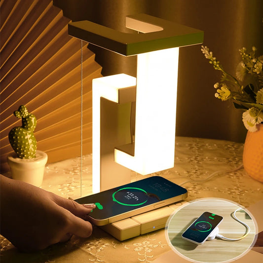 Stylish Floating Lamp with 10W Detachable Wireless Charger - Perfect Decorative Light for Bedroom & Office
