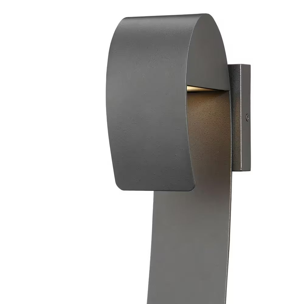 Raveney 16 In. 1-Light Grey Iron Outdoor Integrated LED Wall Lantern Sconce with Etched Lens