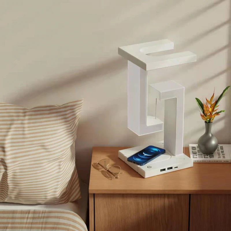 Stylish Floating Lamp with 10W Detachable Wireless Charger - Perfect Decorative Light for Bedroom & Office