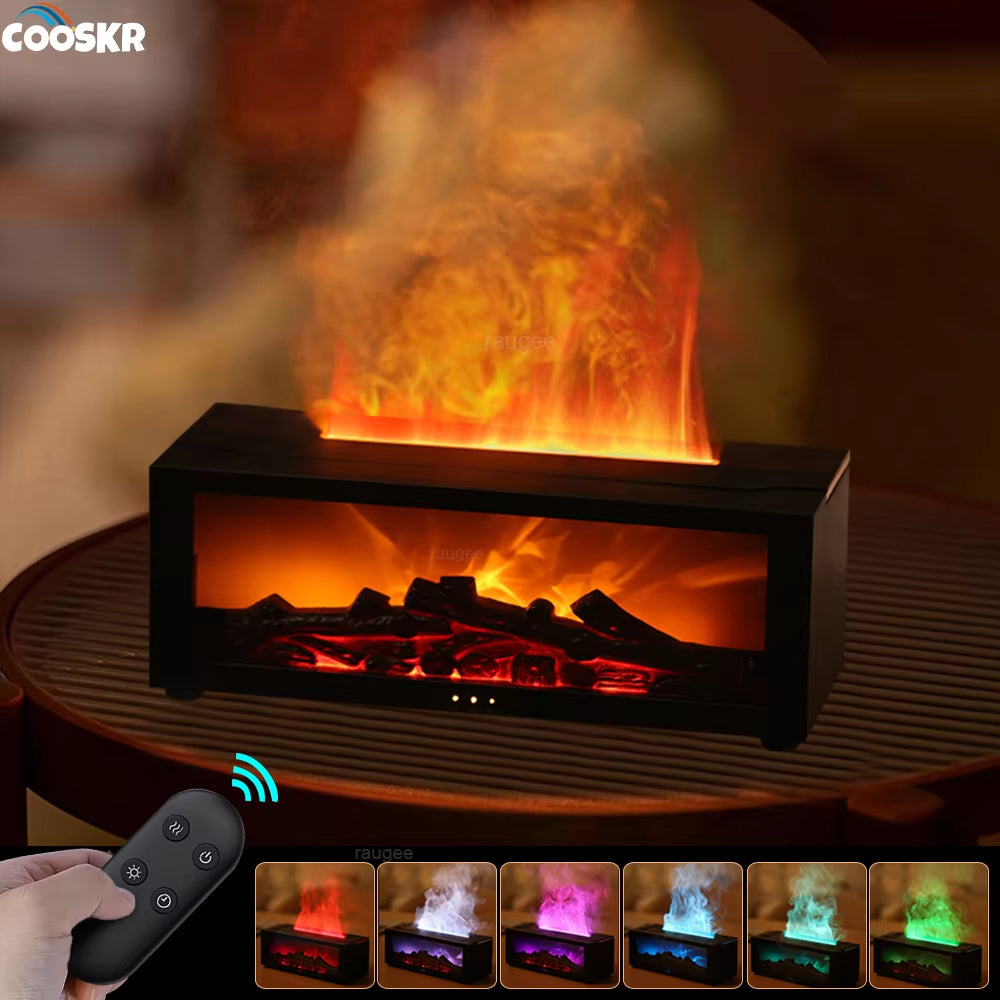 Flame Aroma Humidifier & Essential Oil Diffuser with LED Light and Remote Control - Elevate Your Home's Atmosphere!