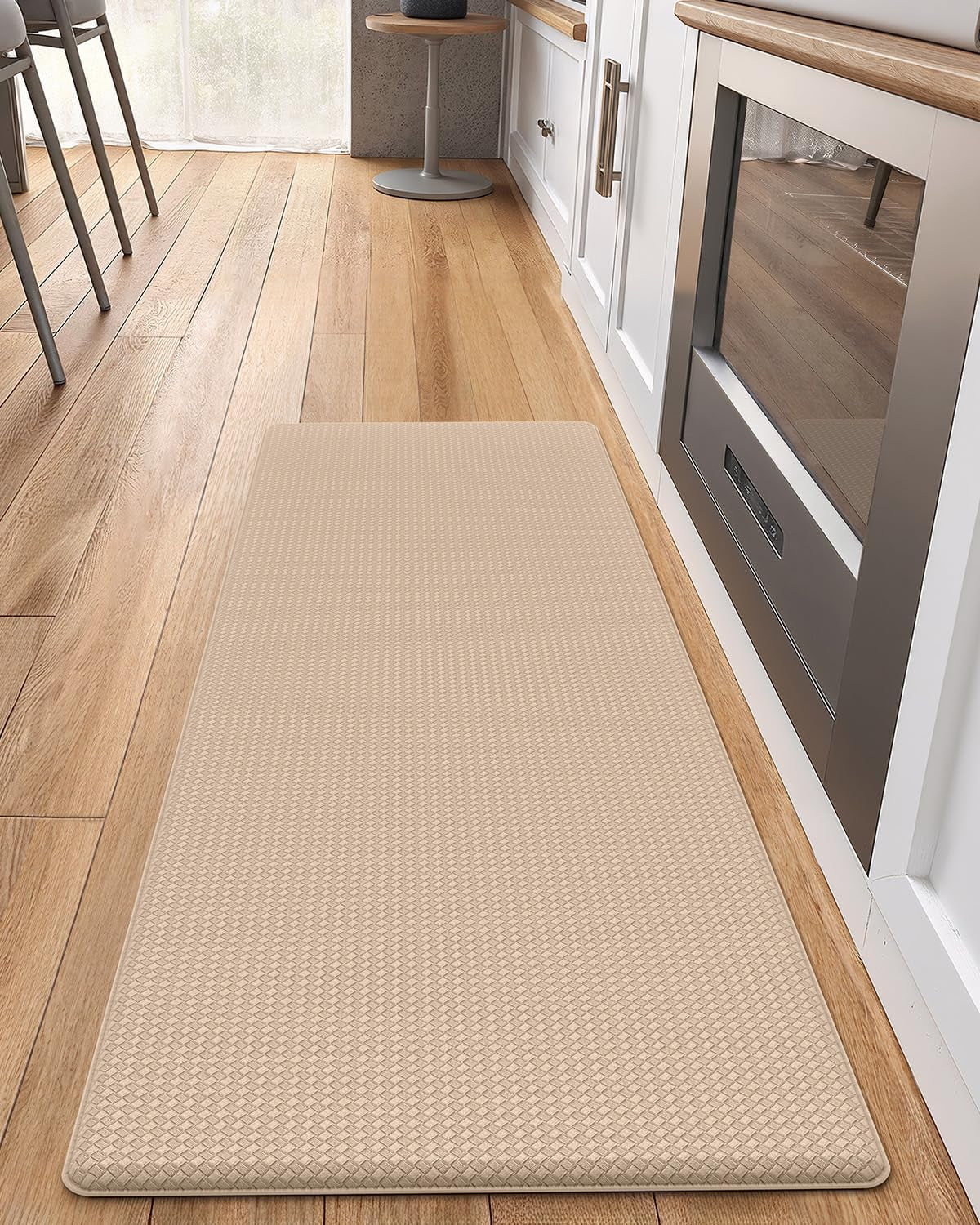 Kitchen Mat for Floor 17X59 anti Fatigue Easy Clean, Beige | Water&Oil Proof, Ideal for Light Cooking/Low Traffic Homes, anti Slip, for Comfort Standing, Bright Kitchen Decor
