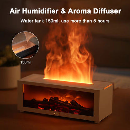 Flame Aroma Humidifier & Essential Oil Diffuser with LED Light and Remote Control - Elevate Your Home's Atmosphere!