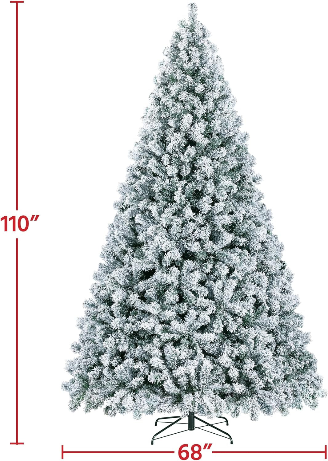 Yaheetech 9Ft Pre-Lit Artificial Christmas Tree with Incandescent Warm White Lights, Snow Flocked Full Prelighted Xmas Tree W/2084 Branch Tips, 900 Incandescent Lights & Foldable Stand, Green & White | 2084 PVC Branch Tips, Full Snowy Realism, Pre-Strung Warm White Lights, Foldable Steel Stand Included. Green & White.