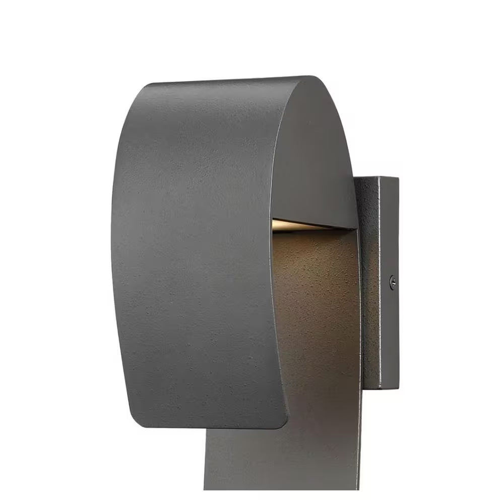 Raveney 16 In. 1-Light Grey Iron Outdoor Integrated LED Wall Lantern Sconce with Etched Lens