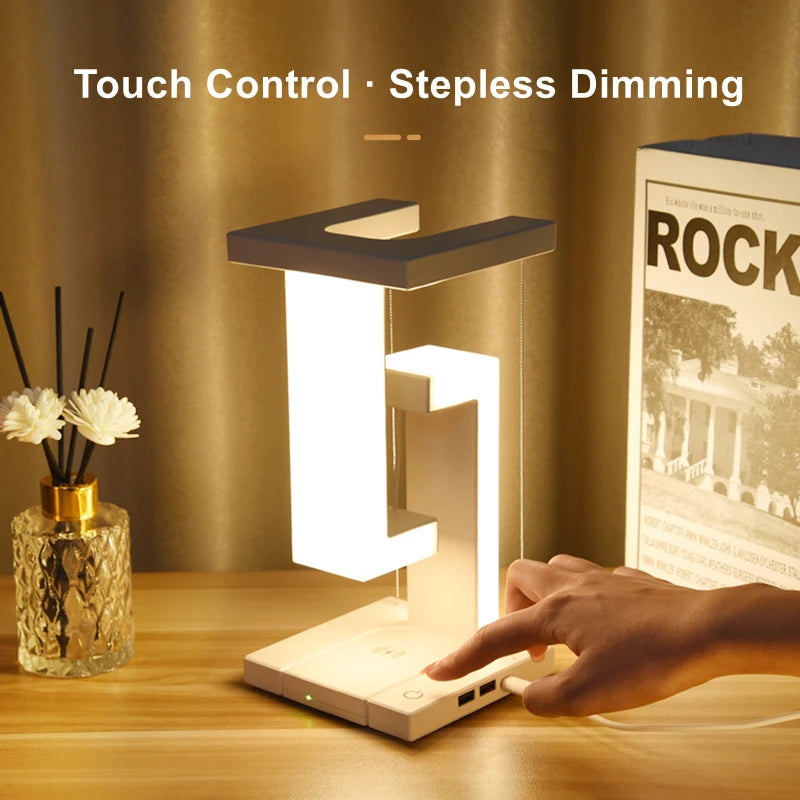 Stylish Floating Lamp with 10W Detachable Wireless Charger - Perfect Decorative Light for Bedroom & Office