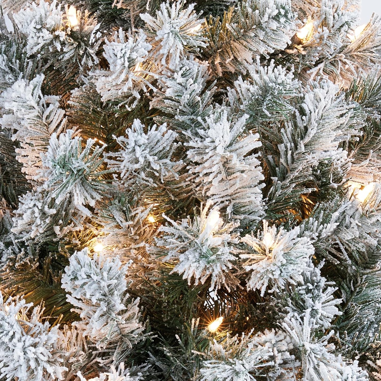 Yaheetech 9Ft Pre-Lit Artificial Christmas Tree with Incandescent Warm White Lights, Snow Flocked Full Prelighted Xmas Tree W/2084 Branch Tips, 900 Incandescent Lights & Foldable Stand, Green & White | 2084 PVC Branch Tips, Full Snowy Realism, Pre-Strung Warm White Lights, Foldable Steel Stand Included. Green & White.
