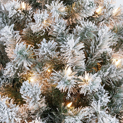 Yaheetech 9Ft Pre-Lit Artificial Christmas Tree with Incandescent Warm White Lights, Snow Flocked Full Prelighted Xmas Tree W/2084 Branch Tips, 900 Incandescent Lights & Foldable Stand, Green & White | 2084 PVC Branch Tips, Full Snowy Realism, Pre-Strung Warm White Lights, Foldable Steel Stand Included. Green & White.
