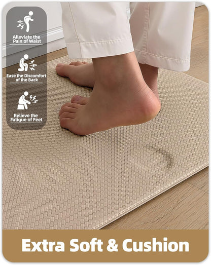 Kitchen Mat for Floor 17X59 anti Fatigue Easy Clean, Beige | Water&Oil Proof, Ideal for Light Cooking/Low Traffic Homes, anti Slip, for Comfort Standing, Bright Kitchen Decor