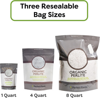 Organic Perlite, 8 Qt, Gardening Soil Drainage & Aeration | Lightweight Horticultural Mineral, Prevents Compacting, Mix into Potting Media for Indoor and Outdoor Containers