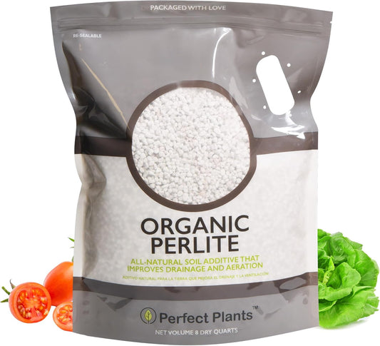 Organic Perlite, 8 Qt, Gardening Soil Drainage & Aeration | Lightweight Horticultural Mineral, Prevents Compacting, Mix into Potting Media for Indoor and Outdoor Containers
