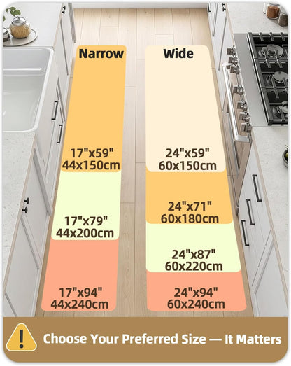 Kitchen Mat for Floor 17X59 anti Fatigue Easy Clean, Beige | Water&Oil Proof, Ideal for Light Cooking/Low Traffic Homes, anti Slip, for Comfort Standing, Bright Kitchen Decor