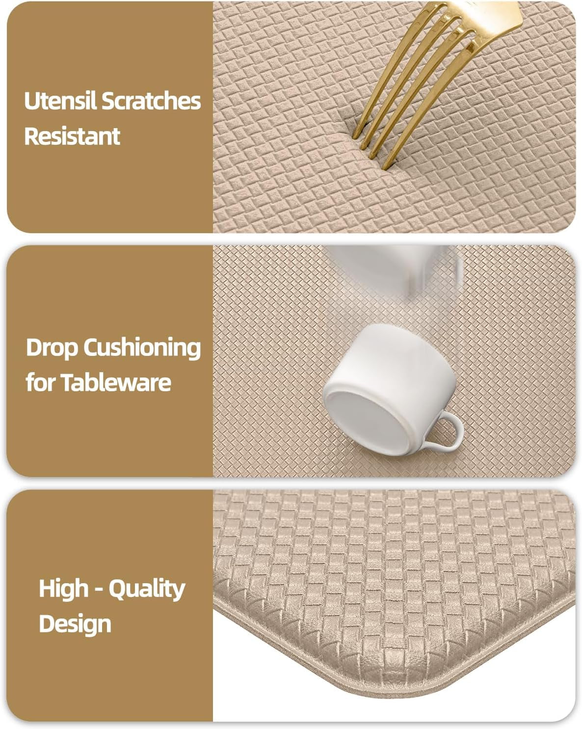 Kitchen Mat for Floor 17X59 anti Fatigue Easy Clean, Beige | Water&Oil Proof, Ideal for Light Cooking/Low Traffic Homes, anti Slip, for Comfort Standing, Bright Kitchen Decor