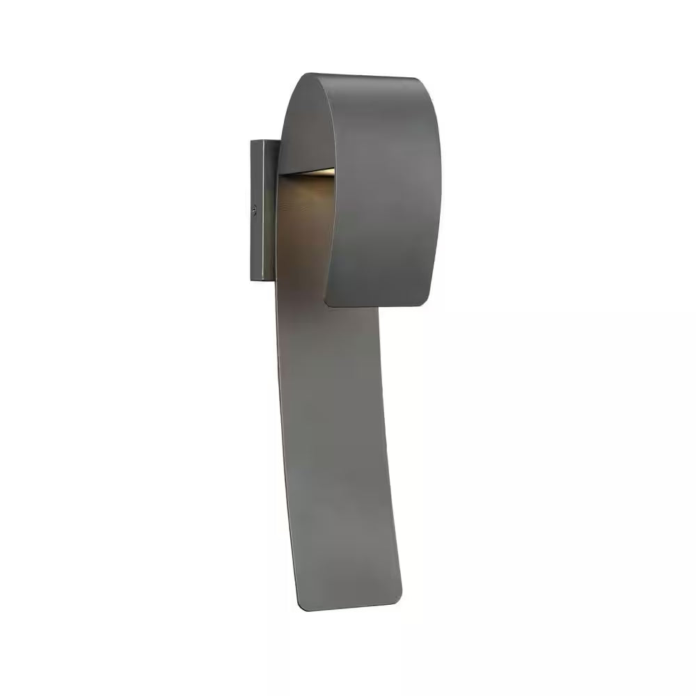 Raveney 16 In. 1-Light Grey Iron Outdoor Integrated LED Wall Lantern Sconce with Etched Lens
