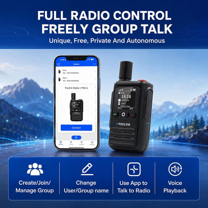 Lifetime Free Global Walkie Talkies Long Range, POC-1 Lite, 4G LTE Unlimited Range POC Two-Way Radios with Bluetooth & APP, 3000Mah Rechargeable Walkie Talkies, Support User Self-Group Creation