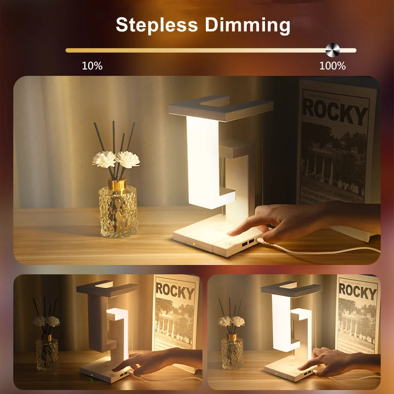Stylish Floating Lamp with 10W Detachable Wireless Charger - Perfect Decorative Light for Bedroom & Office