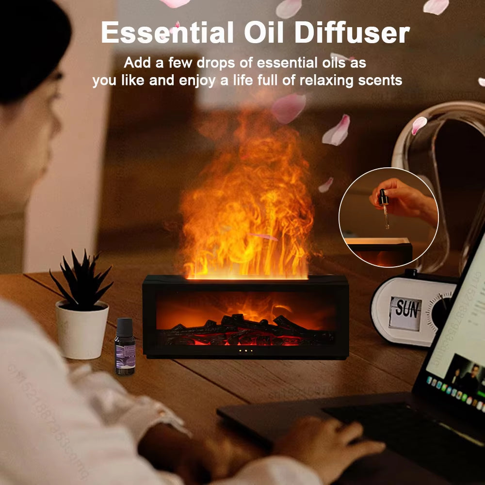 Flame Aroma Humidifier & Essential Oil Diffuser with LED Light and Remote Control - Elevate Your Home's Atmosphere!